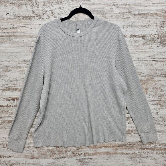 Skims Mens XL Waffle Long Sleeve Top Light Heather Gray Soft Cozy Base Lounge - Picture 1 of 7